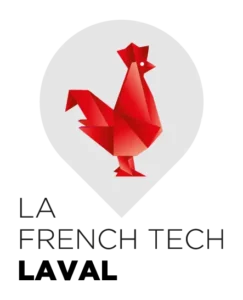 Logo coq rouge fond gris French Tech Laval