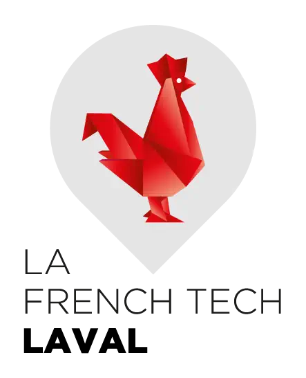 Logo coq rouge fond gris French Tech Laval